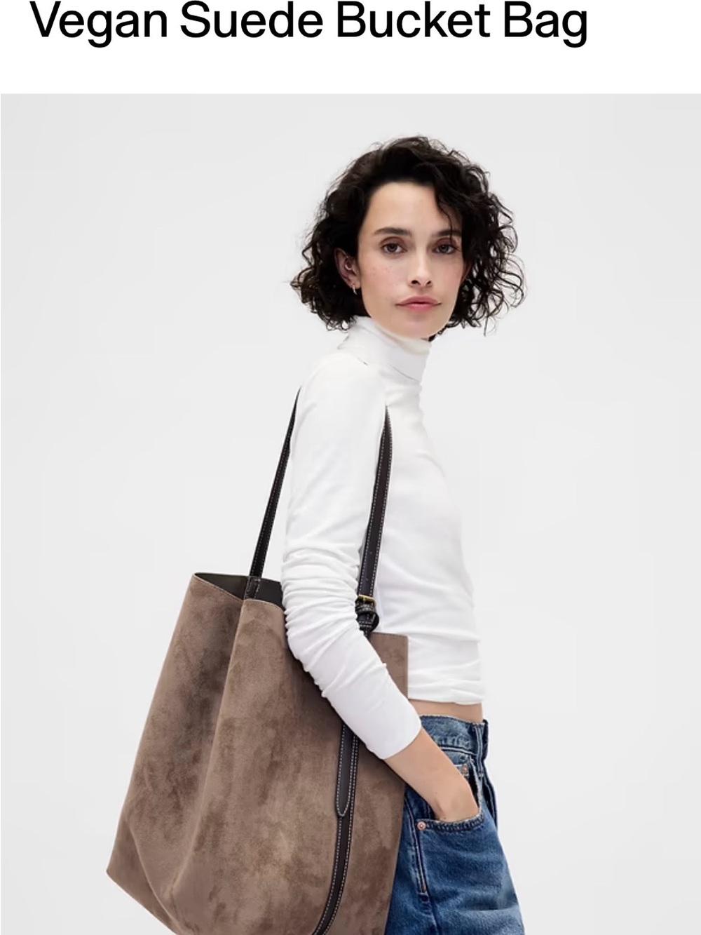 GAP Taupe Vegan Suede Hobo Bag - Picture 2 of 3